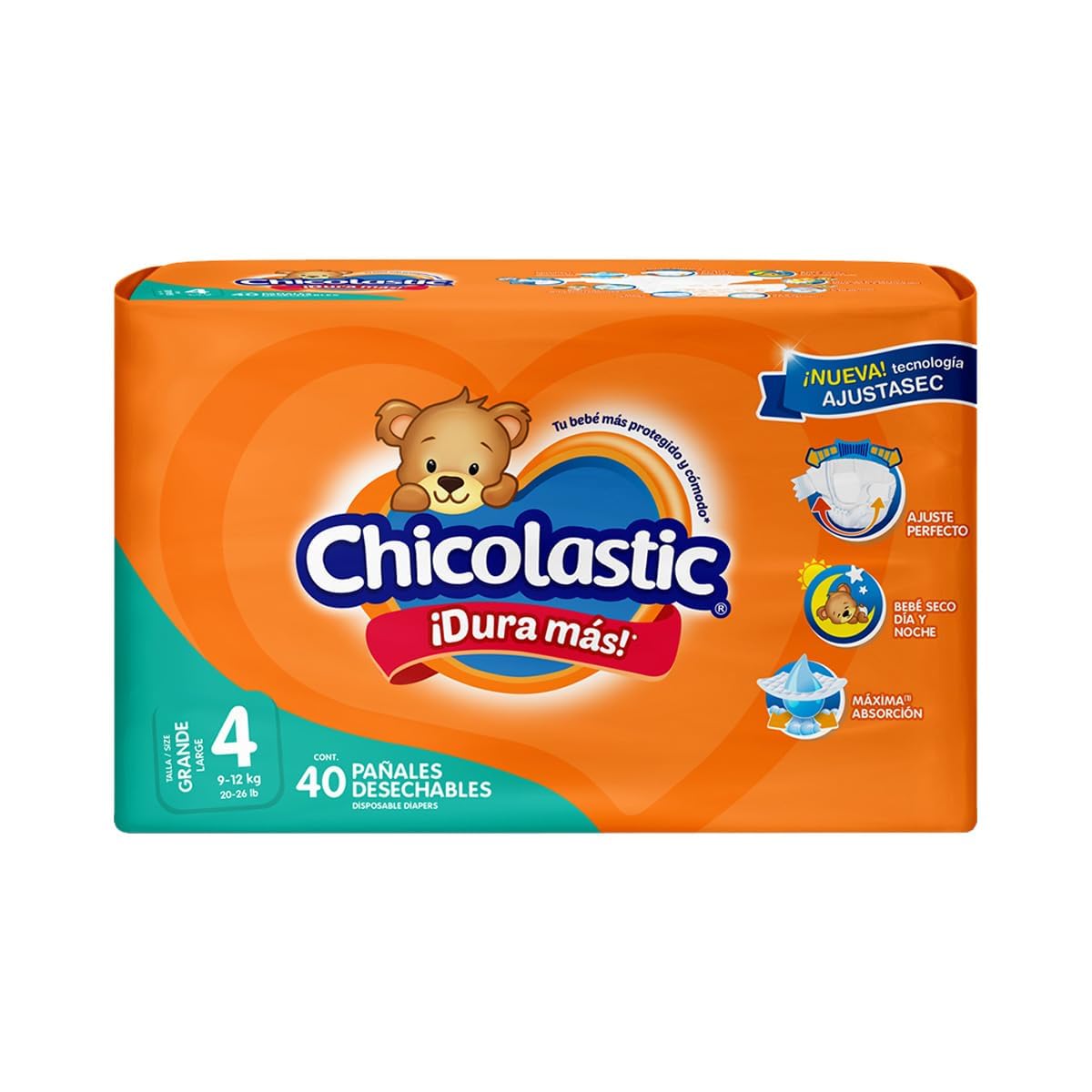 Chicolastic Classic Pañales 160 Pañales, Baby Diapers Boys, Verde (Green), Talla 4 Paquete De Paquete De