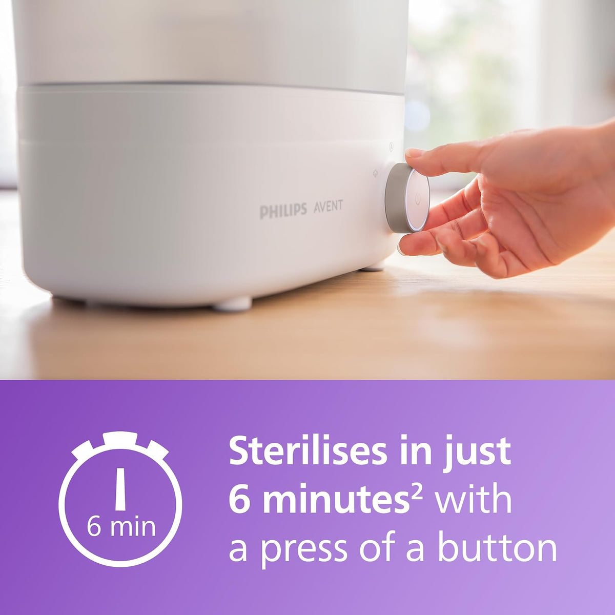 Philips Avent Esterilizador Eléctrico a Vapor Esteriliza, Seca y Almacena | Biberones listos para cada toma | Elimina 99.9% de gérmenes | Esteriliza y seca en 40 minutos | Hasta 6 biberones | SCF293/00