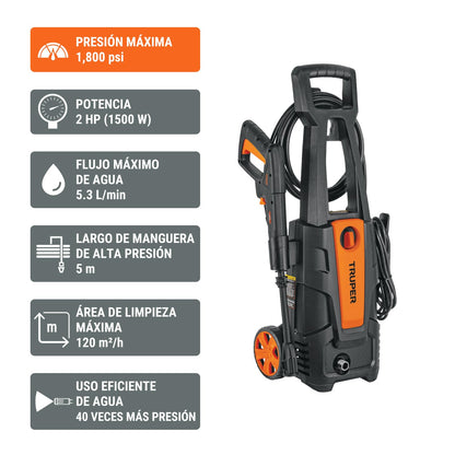 Truper HILA-1800, Hidrolavadora eléctrica 1800 PSI