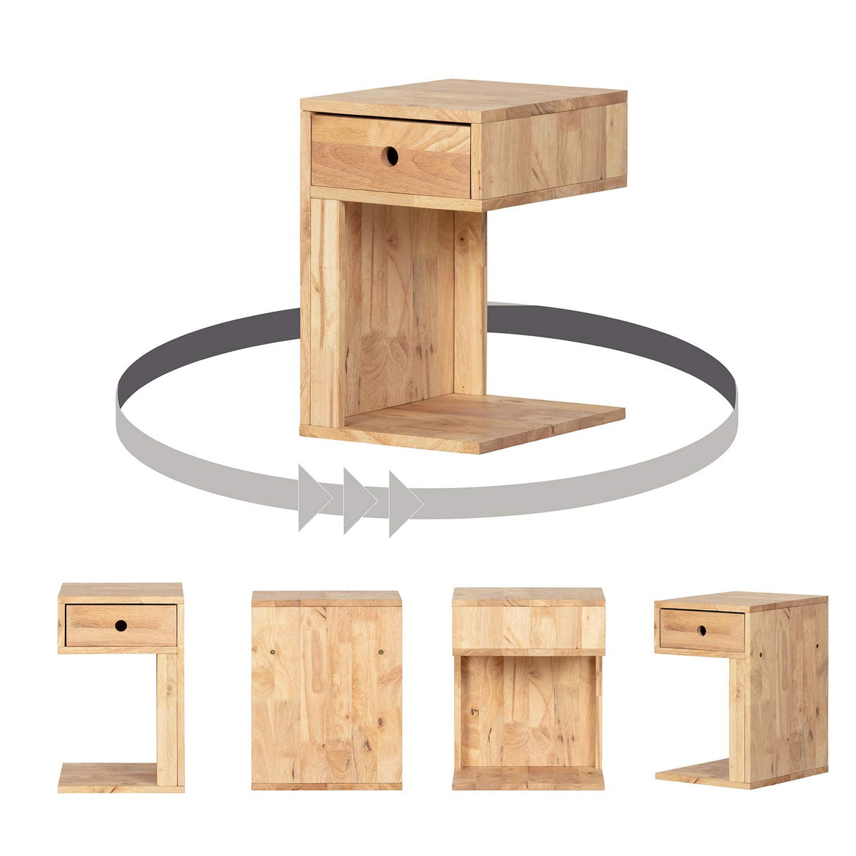 South Shore Furniture Sweedi Solid 1-Drawer Nightstand-Pink Wood