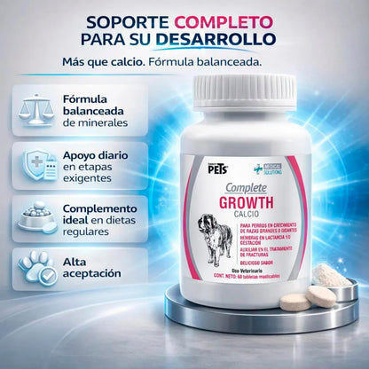 Fancy Pets MS Complete Growth Suplemento para Perros con Vitaminas, Minerales, Calcio, Fósforo y Omega 3 y 6 Tabletas Masticables 60 Tab