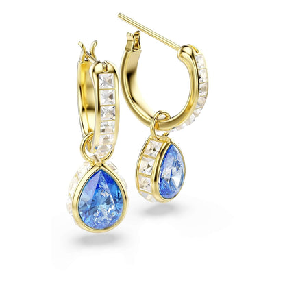 Pendientes Chroma, Talla pera, Azules, Acabado en oro de 18 quilates