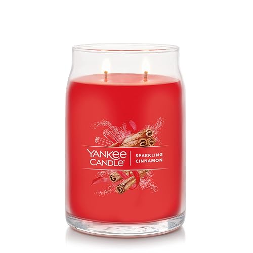 Yankee Candle - Vela de 2 mechas con aroma a canela espumosa, aroma de canela, tarro grande de 20 onzas, más de 60 horas de tiempo de combustión, Navidad | Vela navideña