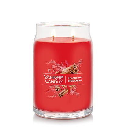 Yankee Candle - Vela de 2 mechas con aroma a canela espumosa, aroma de canela, tarro grande de 20 onzas, más de 60 horas de tiempo de combustión, Navidad | Vela navideña