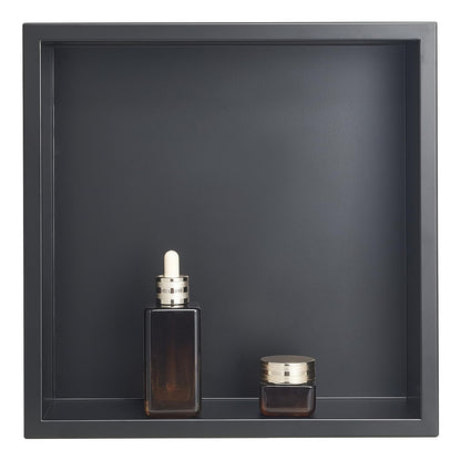 VEVOR Nicho de Ducha Empotrado 33 x 33 x 10,2 cm Estante Divisor de Pared de Acero Inoxidable Organizador de Jabón y Champú con Marco Sellado Impermeable Duradero Fácil de Instalar para Baño, Negro - 10.2 x 33 x 33 cm - Negro