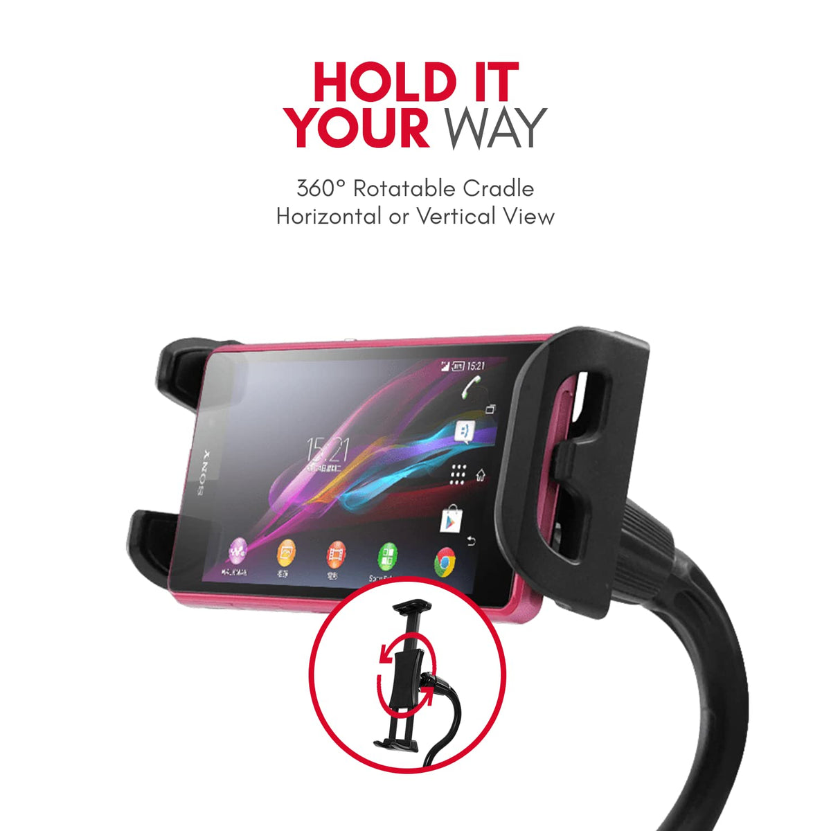 Macally Flexible y Ajustable Cuello de Cisne Clip en computadora o Mesa de Cocina Soporte para Soporte de Abrazadera para iPad Air, Montaje en Clip | Negro, Negro