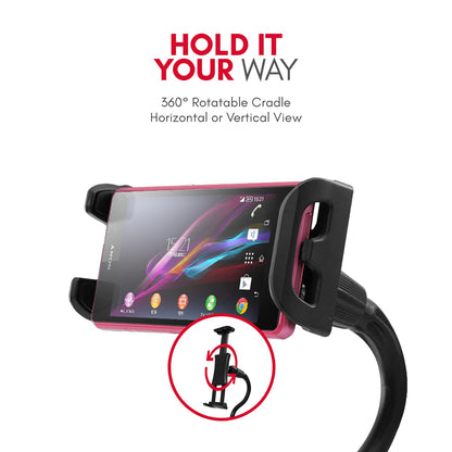 Macally Flexible y Ajustable Cuello de Cisne Clip en computadora o Mesa de Cocina Soporte para Soporte de Abrazadera para iPad Air, Montaje en Clip | Negro, Negro