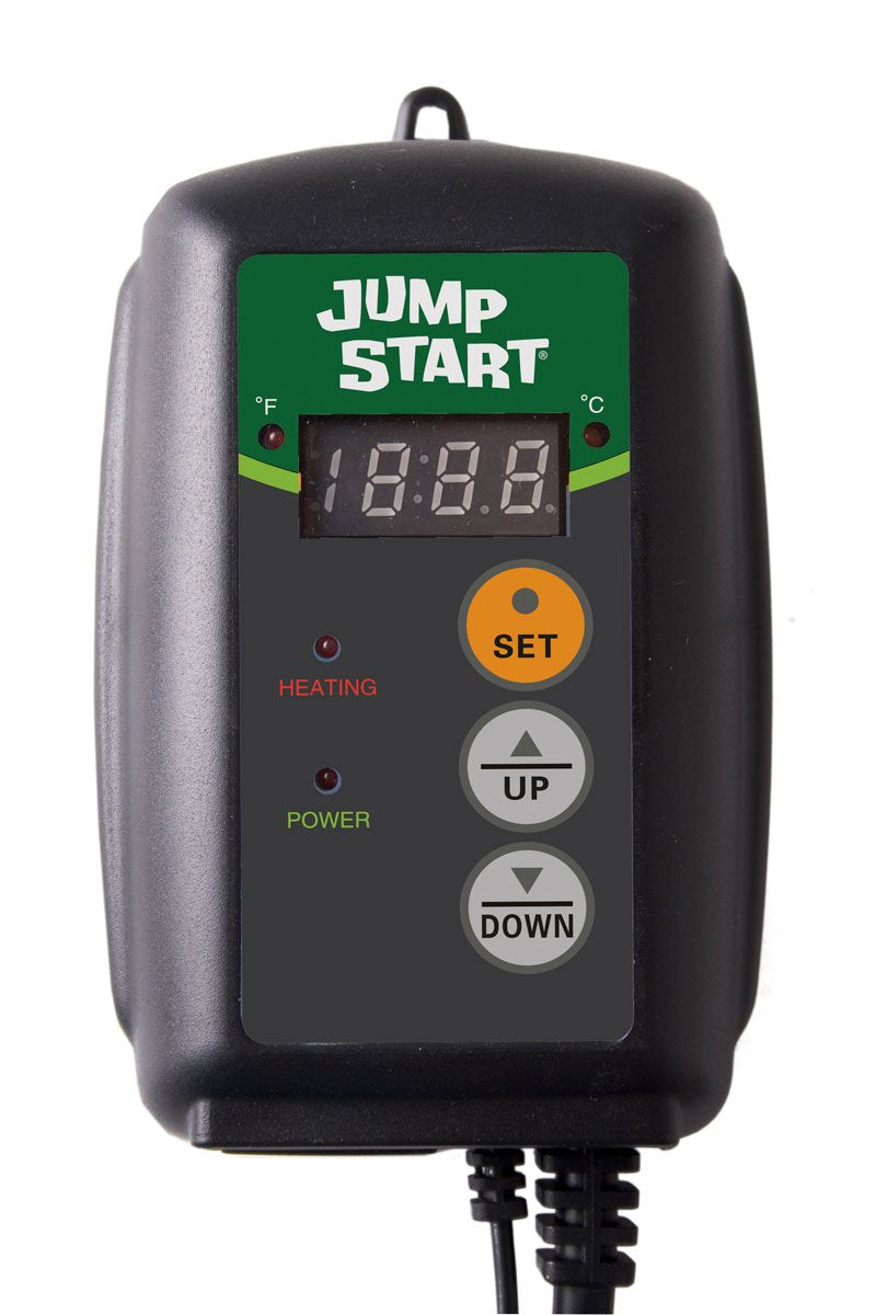JUMP START by Hydrofarm - Driver de termostato Digital para Alfombrillas térmicas, MTPRTC, sonda Resistente al Agua, Lectura Celcius o Farenheit, Cable de 6 pies