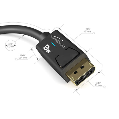KabelDirekt – Cable DisplayPort 8K – 6ft/2.0m | Para PC de gaming DP 1.4/portátiles/tarjetas gráficas/monitores con 8K@60Hz, 4K@120Hz y 144Hz/165Hz/240Hz