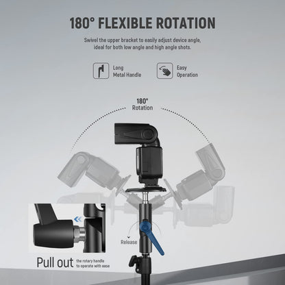 NEEWER Soporte de Flash de Cámara Montaje Tipo H con Soporte de Caja de Luz de Paraguas, Adaptador de Soporte de Luz de Metal Ajustable Giratorio de 180° con Adaptador 1/4" a 3/8"