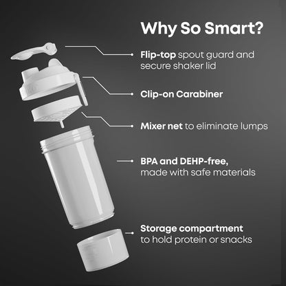 SmartShake Original2GO ONE Gris 800ml, Botella Mezcladora de Proteínas, Libre de BPA, 1 Compartimiento incluído