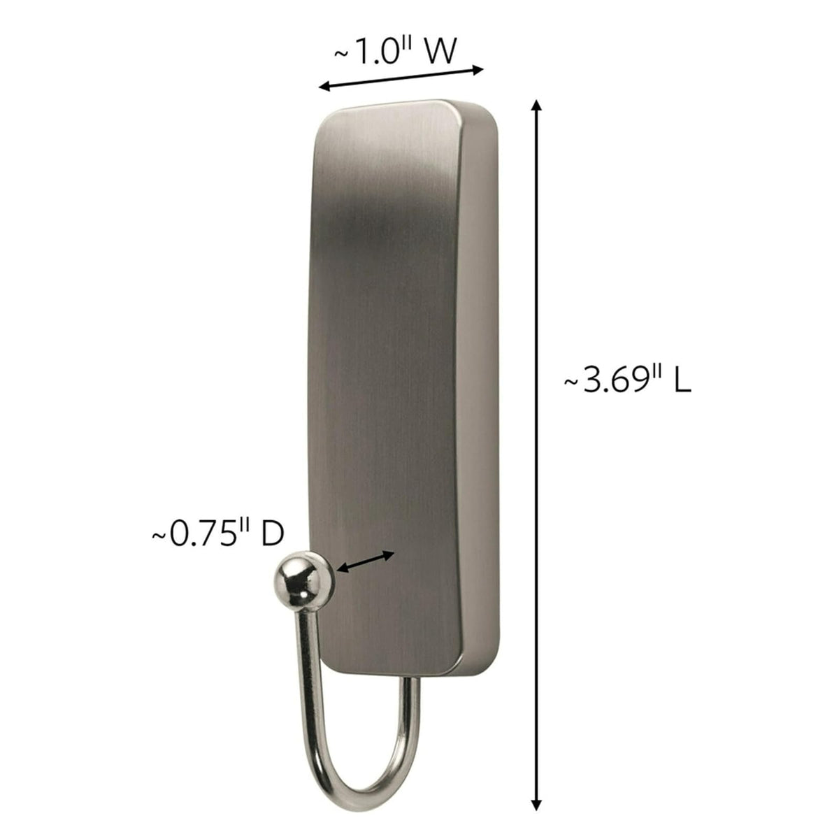 Command - Ganchos de pared de níquel cepillado mediano, 2 ganchos de capa y 4 tiras de comando, sin daños y con calcomanía, sin herramientas, ideales para colgar la decoración del hogar, soporta hasta