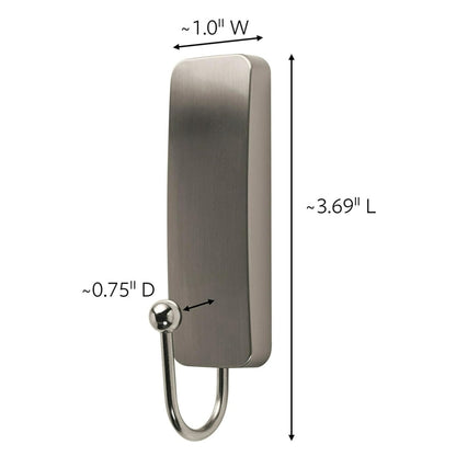 Command - Ganchos de pared de níquel cepillado mediano, 2 ganchos de capa y 4 tiras de comando, sin daños y con calcomanía, sin herramientas, ideales para colgar la decoración del hogar, soporta hasta