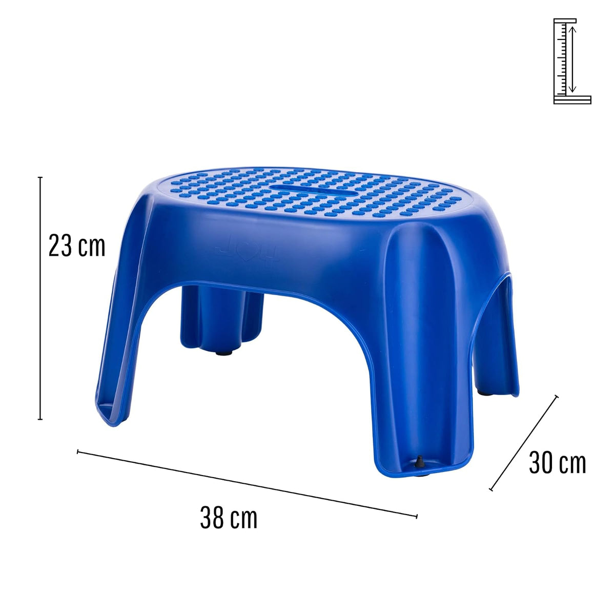 J Y Joy Taburetes de Plástico Portátil, Paquete de 2, Banco de Casa Ideal para Cocina y Baño. Peldaño para Alcanzar el Lavabo, Antiderrapante, Color Azul (38 x 30 x 23 cm)