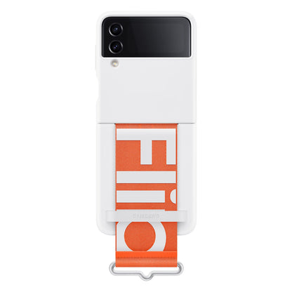 Samsung Galaxy Flip 4 Silicone Cover with Strap White