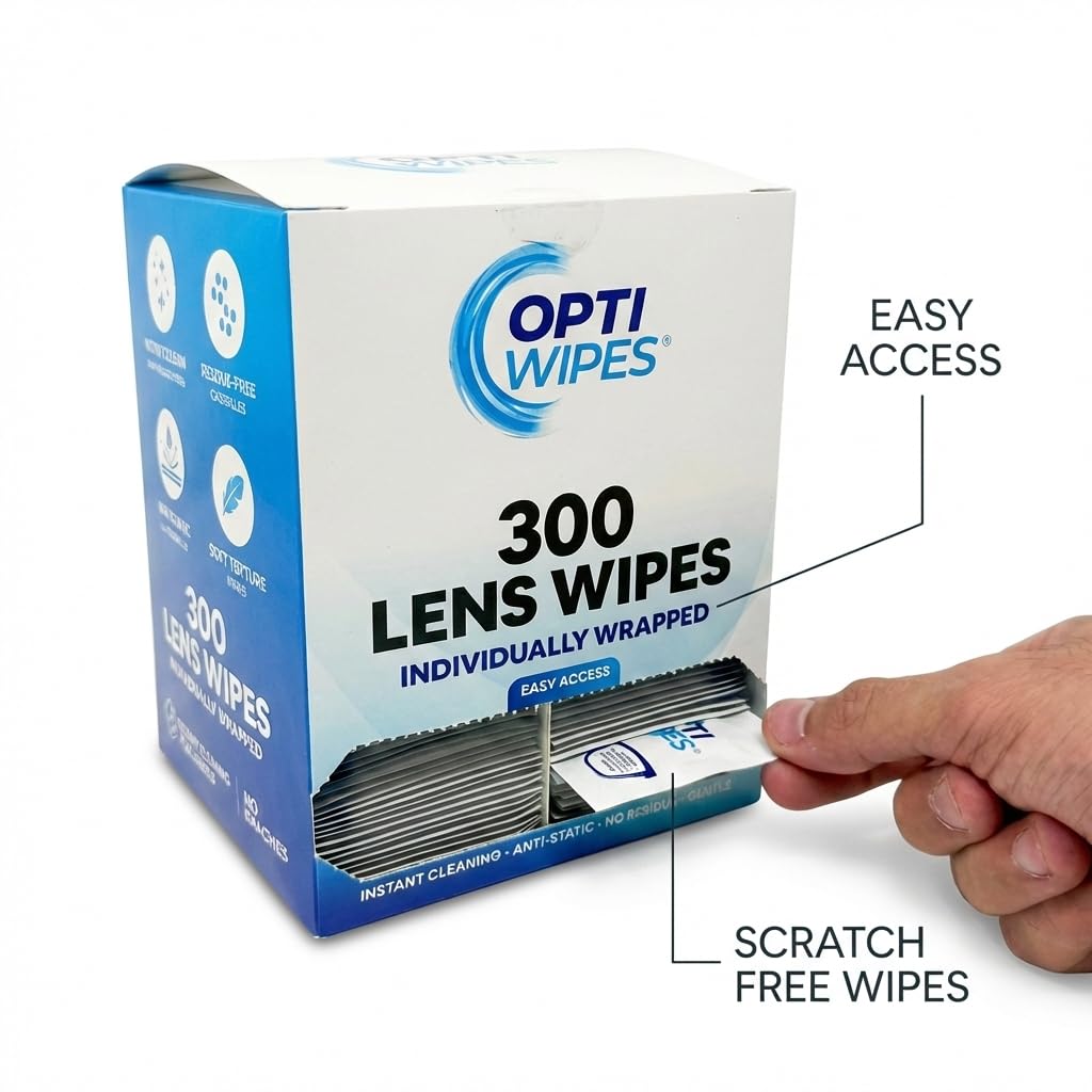 OPTI WIPES | 300 Toallitas húmedas Individuales para Lentes y Pantallas
