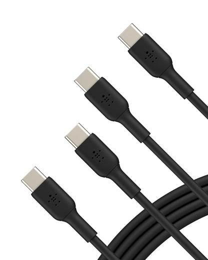 Belkin BoostCharge Cable USB-C a USB-C (1 M/3.3 pies) Cable de carga rápida para iPhone 16, iPhone 16 Pro, Nintendo Switch 2, Galaxy S25, S24, Pixel, iPad Pro, Carplay y más, color negro (paquete de 2