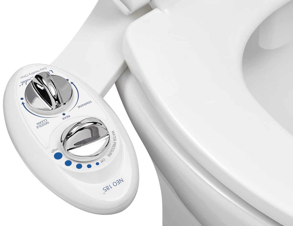 Luxe Bidet NEO 180 Accesorio de Bidé para Asiento de Inodoro, Doble Boquilla - Blanco - Boquillas Dobles (NEO 185)