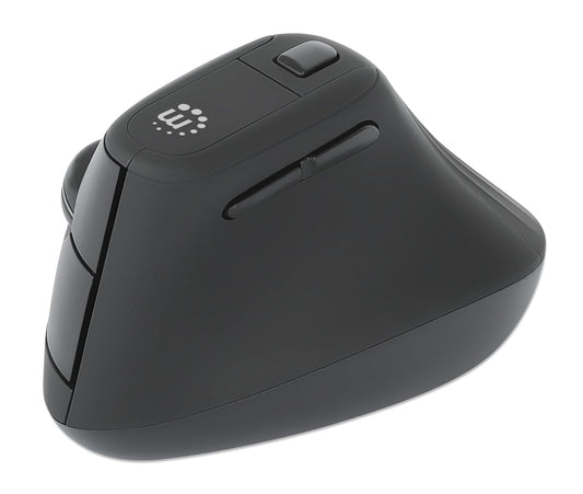 Manhattan 190336 Mouse Ergonómico Vertical Inalámbrico USB 2.4 GHz con nanorreceptor, 800/1200/1600 dpi Ajustables, diseño ergonómico 60°, Compatible con Windows, macOS, Linux y ChromeOS