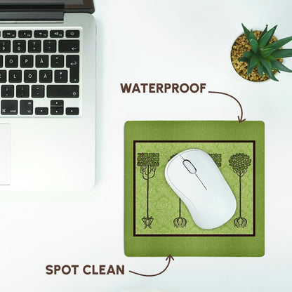 3dRose 8 x 8 x 0.25 Inches Mouse Pad, Deep Olive Green Trees on Muted Lime Damask (mp_31728_1)