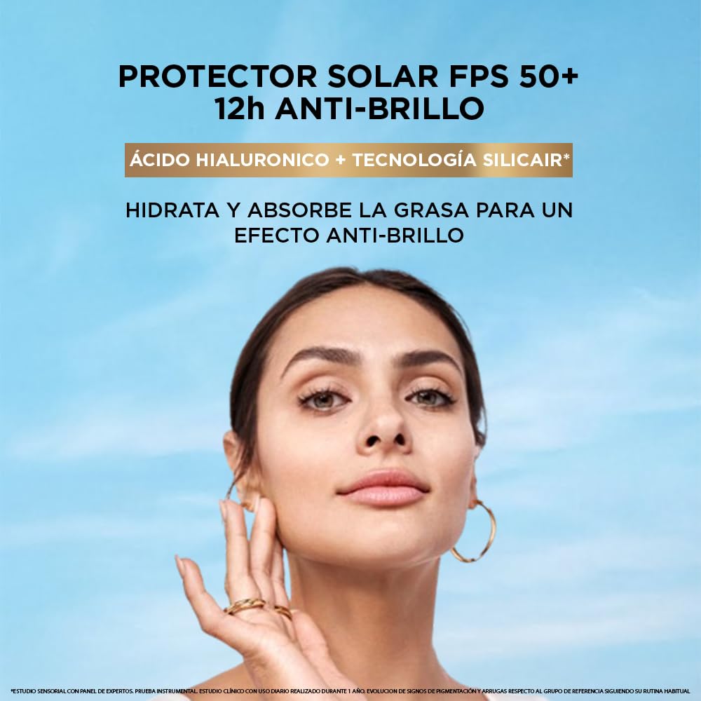 L'Oréal Paris Protector Solar Diario FPS50+ UV Defender Anti-Brillo Tono Medio, 40ml