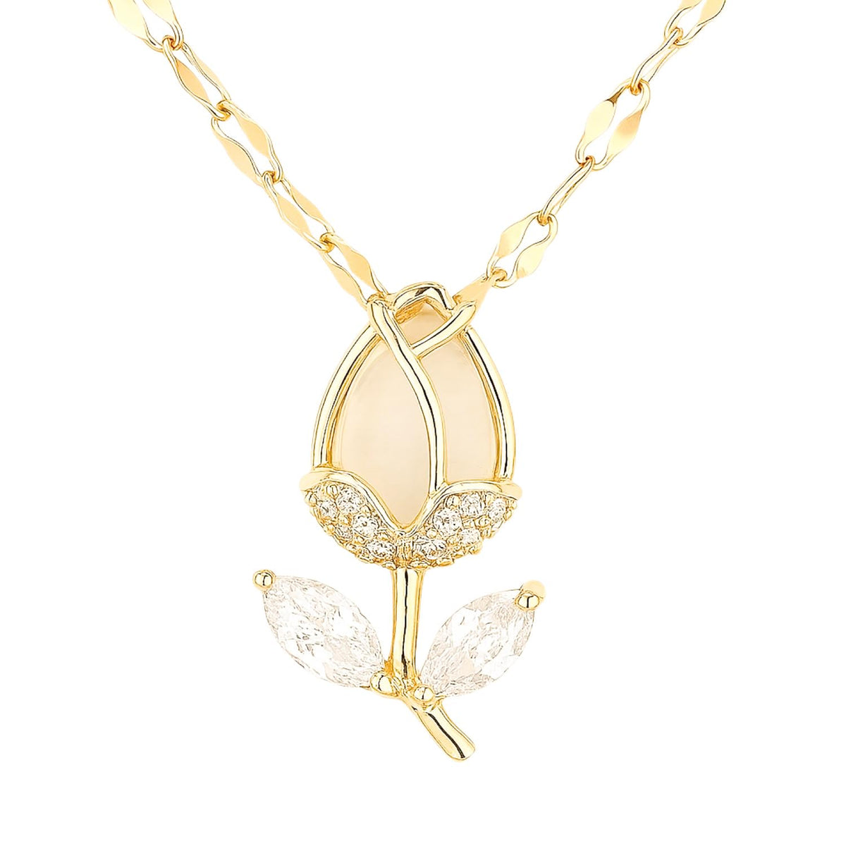 XYPHIELLE Juego de 3 Piezas de Tulipán para Mujer: Collar con Dije, Pulsera y Aretes Bañado en Oro - Joyería Elegante Versátil