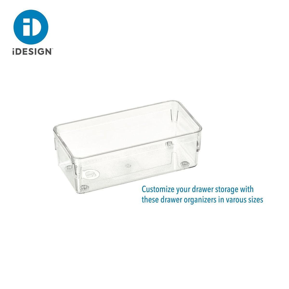 iDesign - Solución organizadora de cajones de plástico reciclado, 3 x 6 x 2 pulgadas, contenedor transparente