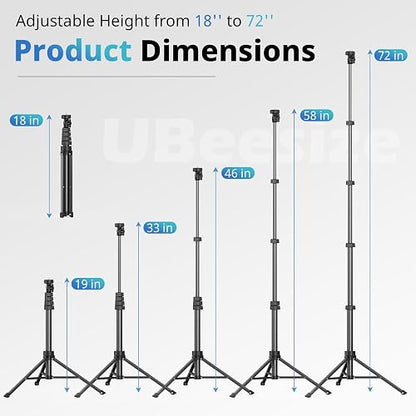 UBeesize - Trípode para teléfono de 72 Pulgadas y Palo para Selfie, Soporte para trípode de cámara con Control Remoto inalámbrico y Soporte para teléfono, Compatible con iPhone Android, Perfecto para