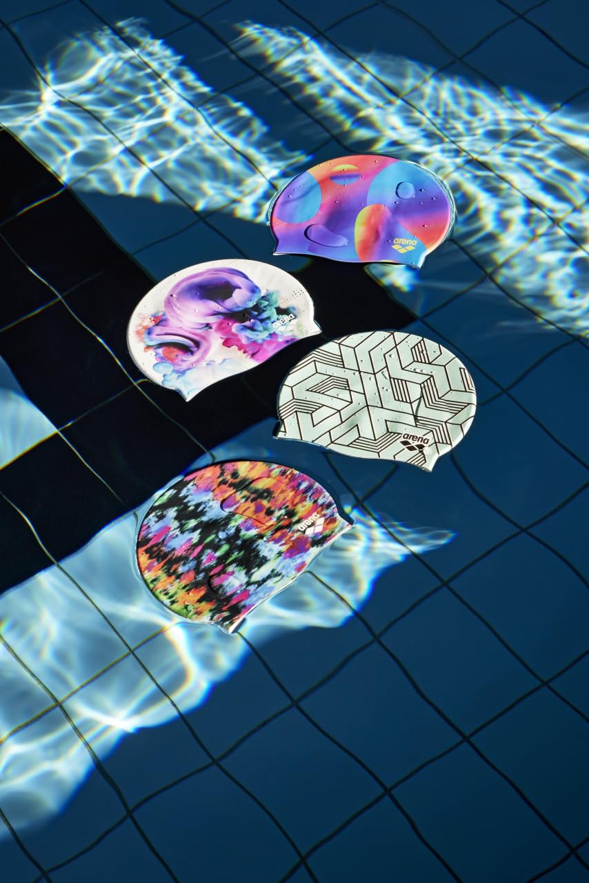 Arena Gorro de natación Unisex de Silicona Moldeada para Adultos para Entrenamiento y Carreras, Talla única, múltiples Impresiones