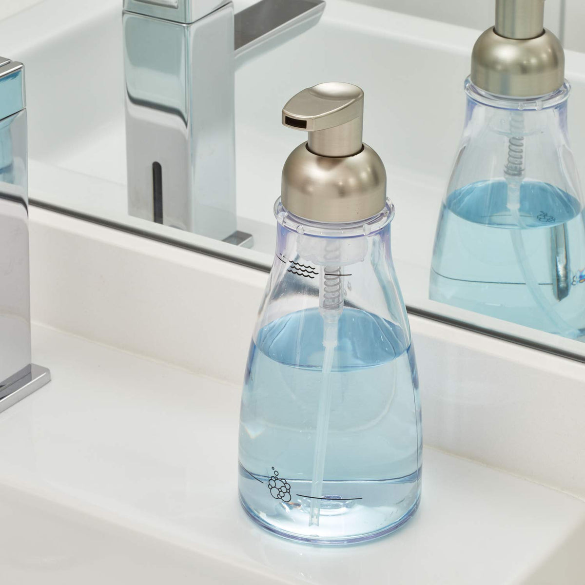 InterDesign Foaming Soap Pump, Clear/Brushed Nickel