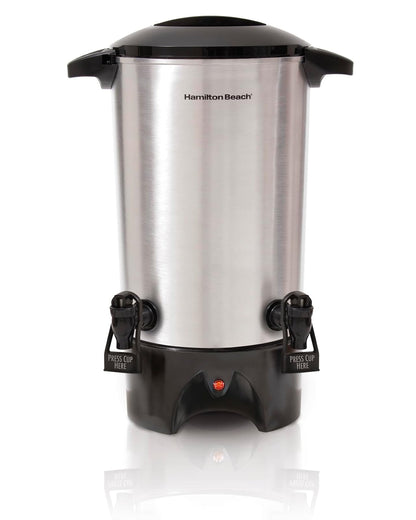 Hamilton Beach Cafetera de Gran Capacidad para 45 Tazas, Plata - Doble canalón