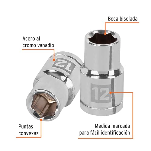 Truper D-1212-M, Dado de 6 puntas, cuadro 1/2" de 12mm