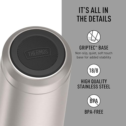 THERMOS ICON SERIES, aislante para latas de bebidas, 12 onzas, acero inoxidable mate, aislado al aspiradora