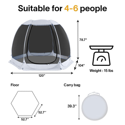 Alvantor - Toldo de Tienda de campaña desplegable para 4 a 6 Personas con mosquitero, Espacio de visualización para Camping, Tienda de campaña al Aire última intervensión, cenador instantáneo para