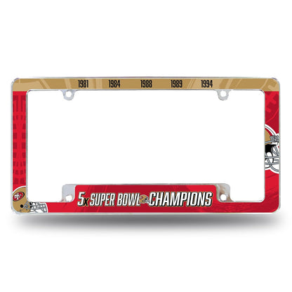 Rico Industries Marco de Placa Cromado con Licencia Oficial NFL - San Francisco 49ers - Multi Champ