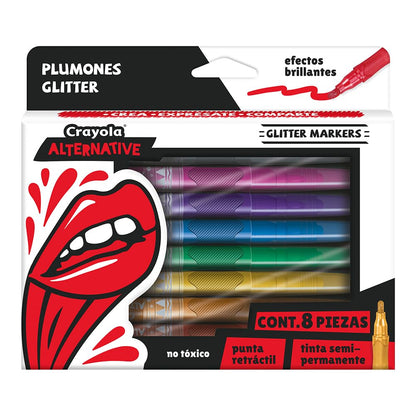 Crayola Plumones Glitter + Plumones Delgados Lavables, 20 Piezas - Plumones