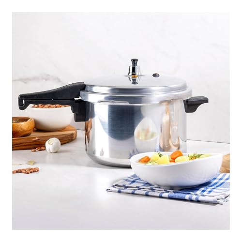 Ekco | Olla Express de 6 Litros One Aluminio con 6 Sistemas de Seguridad | Cuerpo y tapa de aluminio, Cocción rápida, Mangos de baquelita, Cierre hermético, Certificado NOM