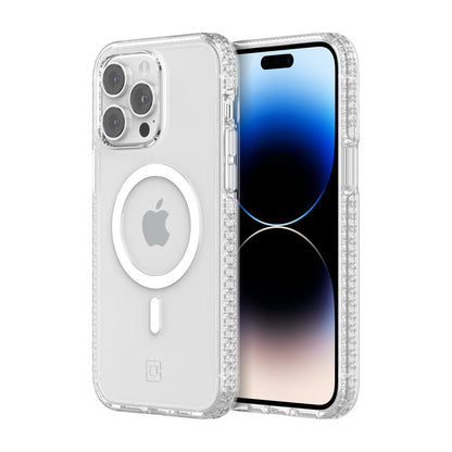 Incipio Grip Funda con MagSafe Compatible con iPhone 14 Pro MAX, Protección Caídas 4.2m, Bisel Elevado, Protección Antimicrobiana - Transparente