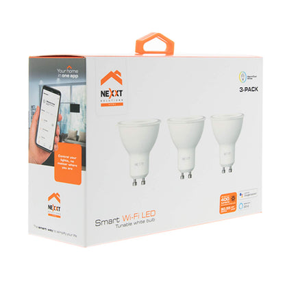 Nexxt Bombilla LED luz blanca regulable inteligente Wi-Fi 110V MR16 3 pack