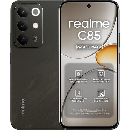 Celular Realme C85 | 8 GB RAM + 256 GB | Dual SIM | Snapdragon 685 | Batería 7000mAh | Carga Rápida 45W | Pantalla 6.8" 144Hz | Cámara 50 MP | IP69 | Negro