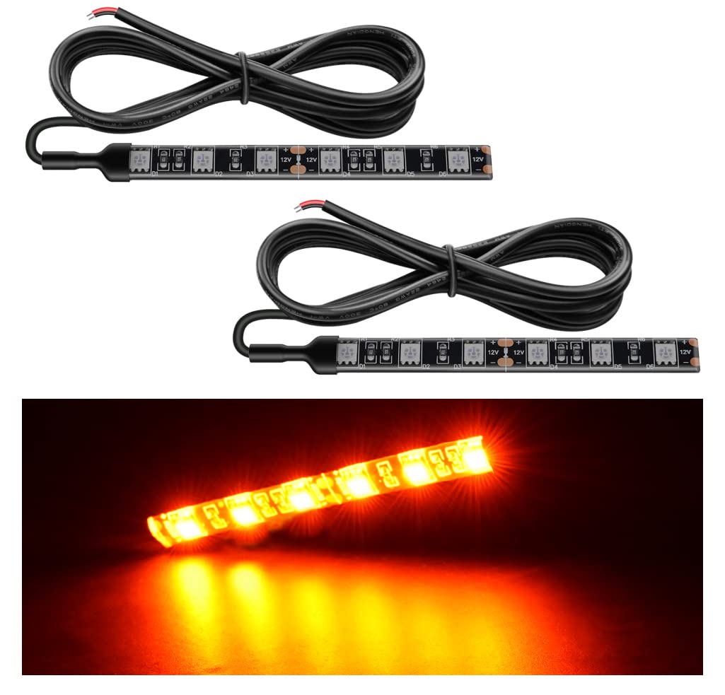Nilight Tira de Luces LED Ámbar TR-10 para Motocicleta, ATV y UTV, 2 Unidades - Negro -