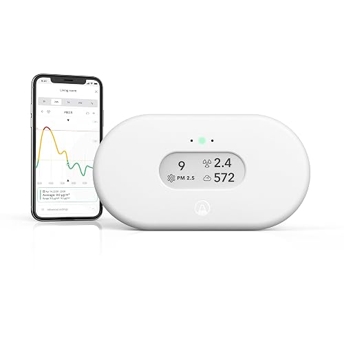Airthings 2960 View Plus - Monitor de Calidad de Aire y radón Alimentado por batería (PM, CO2, VOC, Humedad, Temperatura, presión)