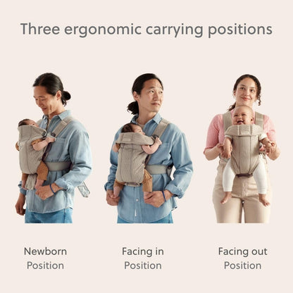 BabyBjörn Canguro Portabebé Mini, Gray Beige, 3D Mesh Newborn Carrier (7-15 lbs), Ergonomic, Easy-to-Use