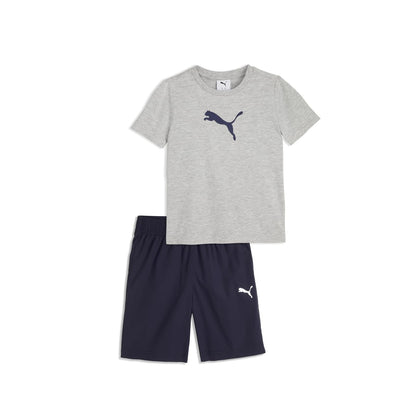 PUMA 2 Piece Set, Short Sleeve Cotton Jersey T-shirt & Matching Short Conjunto de ropa Niños - 4 - Gris jaspeado