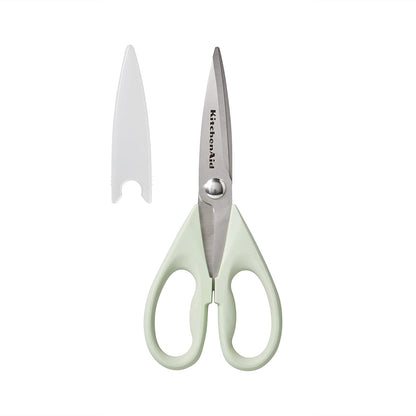 KitchenAid - Tijeras de cocina multiusos con funda protectora, tijeras duraderas de acero inoxidable, aptas para lavaplatos, mango cómodo de agarre suave, 8.72 pulgadas, pistacho