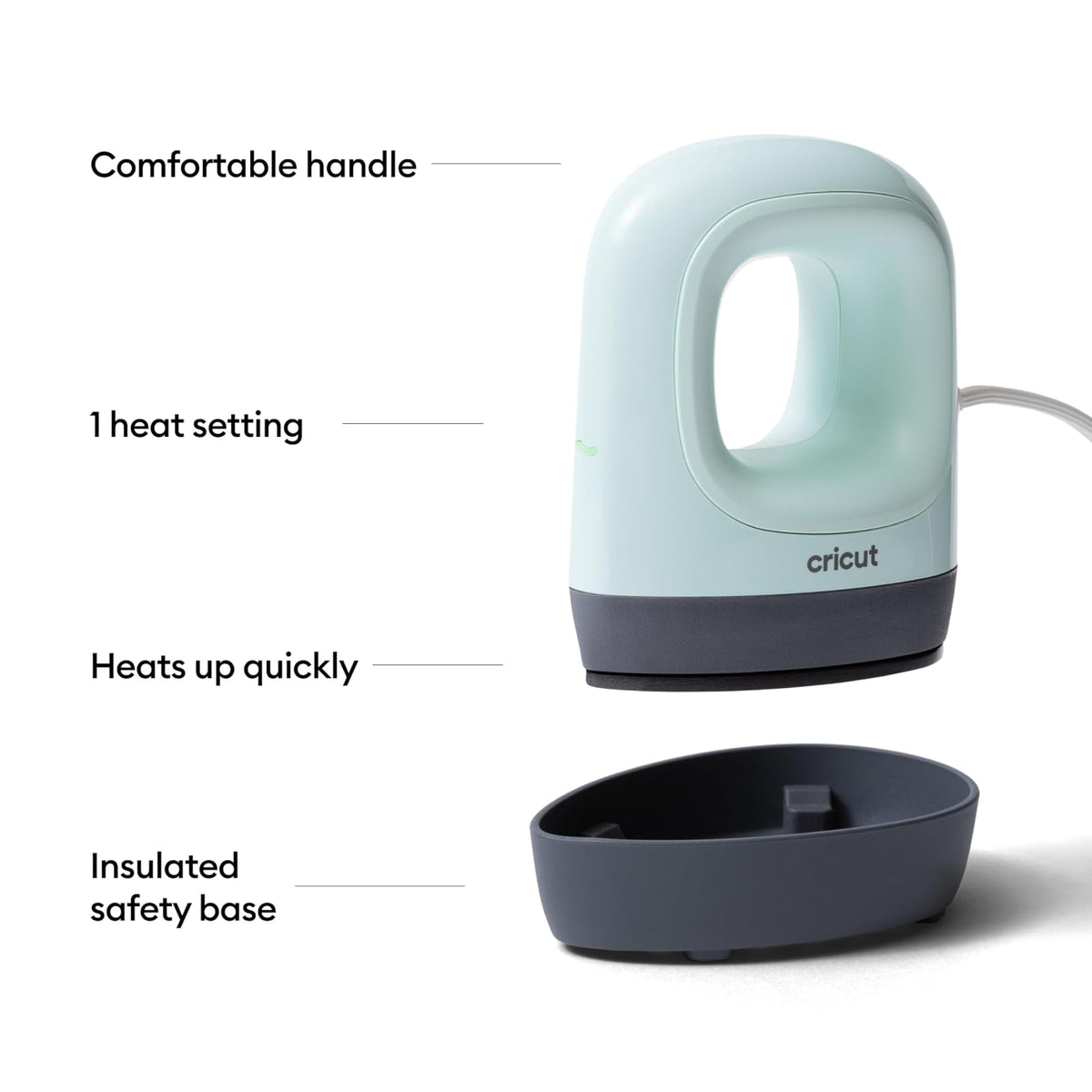 Cricut EasyPress Mini LT - Verde menta - Mini prensa de calor para presionar zapatos, ropa de bebé, camisetas y más, fácil de usar con un solo ajuste, punta de precisión, mini plancha compacta y