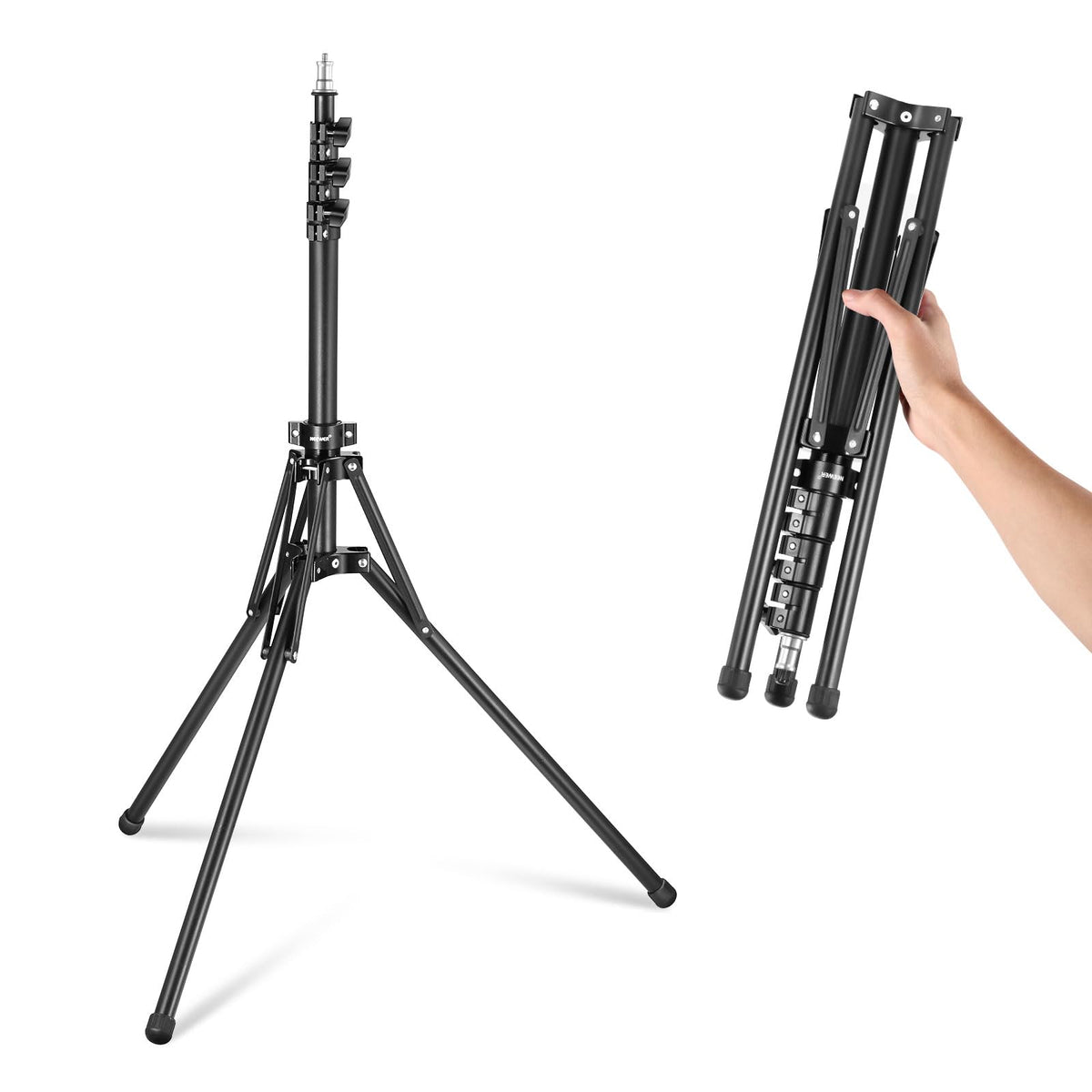 NEEWER Soporte de Luz con 180° Patas Reversibles, 178cm Trípode de Viaje Plegable para Luces de Anillo Luces de Fotografía con Tornillo de 1/4" 3/8", Bolsa para Softbox Estroboscópico Speedlite, ST70R