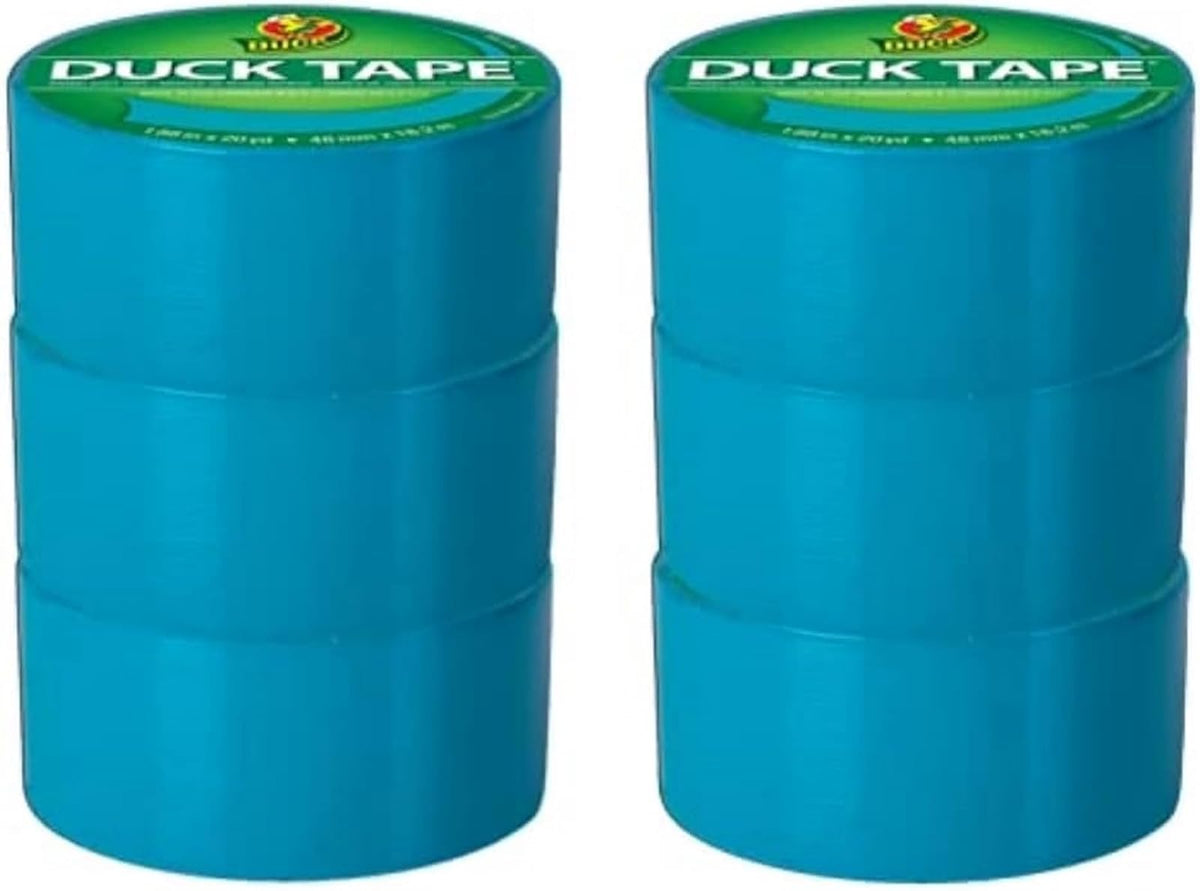 Duck Tape Cinta Adhesiva de Color, Rollo de 1.88 Pulgadas x 20 Yardas - Azul Electric - 6-Roll