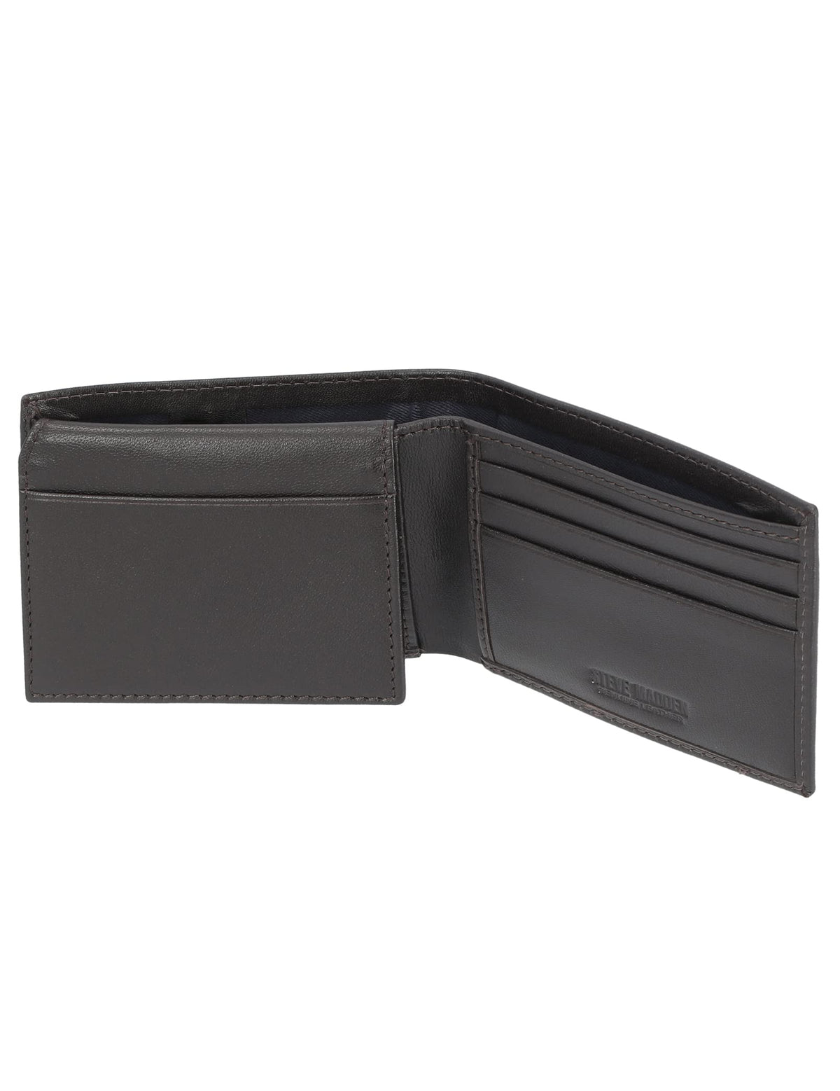 Steve Madden - portafolios delgada de piel para hombre con capacidad extra adjunta con bolsillos abatibles, café (Guante), Talla única