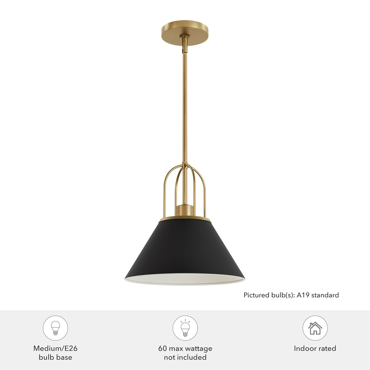 HUNTER, Candelabro Carrington Isle 1 Luz 12 pulgadas
